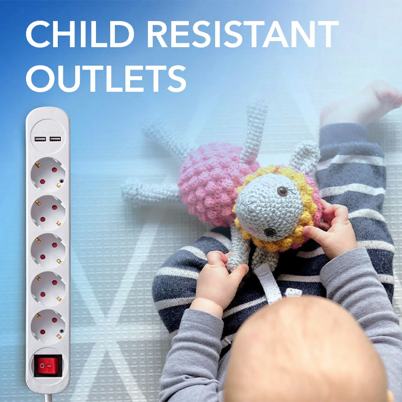 Prelungitor cu comutator, 3 prize + 2 USB, 3x1.5mm / 1.5m, 230V, Trotec, tip PVH3