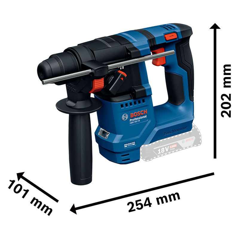 Ciocan rotopercutor SDS-plus cu acumulatori 18V, 2x4.0Ah, tip GBH 18V-18