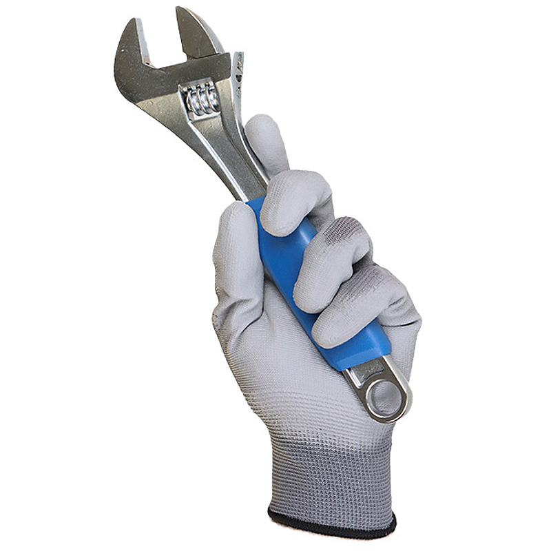 Manusi de protectie tricotate, palma cu strat de protectie PU, gri, marimea 8, DeltaPlus