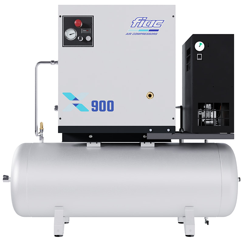 Compresor profesional cu șurub FIAC X900D/200 cu uscător și inverter - 10 bar, 848 l/min, rezervor (butelie) 200l