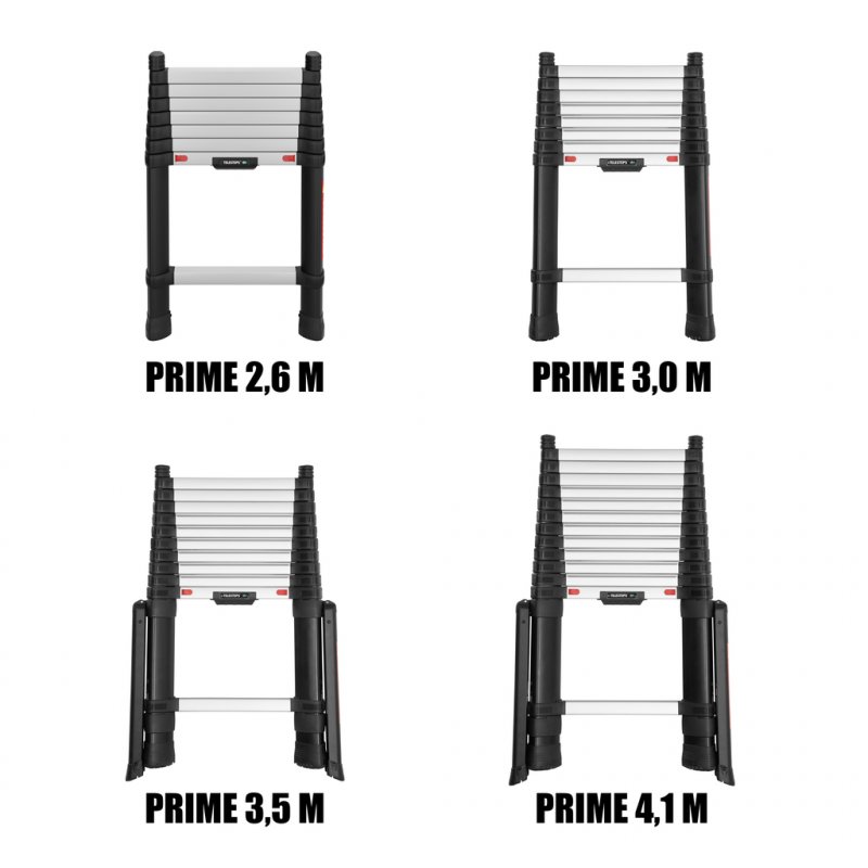 Scara telescopica, Telesteps, lungime extinsa 4.1m, 13 trepte 80mm, cu stabilizatoare, tip Prime-Line 4.1S