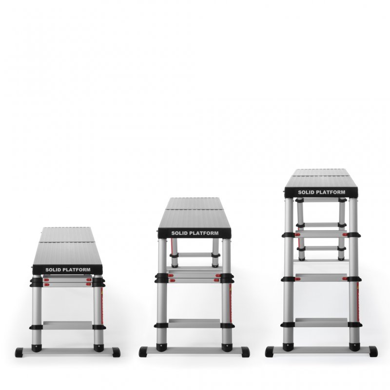 Scara telescopica cu platforma, Telesteps, 3 trepte 65mm, inaltime max. platforma 0.88m, inaltime max. de lucru 2.88m, tip Solid Line 