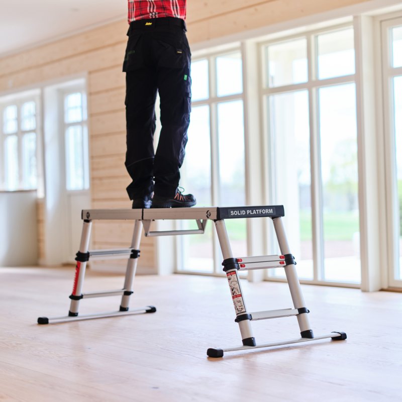 Scara telescopica cu platforma, Telesteps, 3 trepte 65mm, inaltime max. platforma 0.88m, inaltime max. de lucru 2.88m, tip Solid Line 