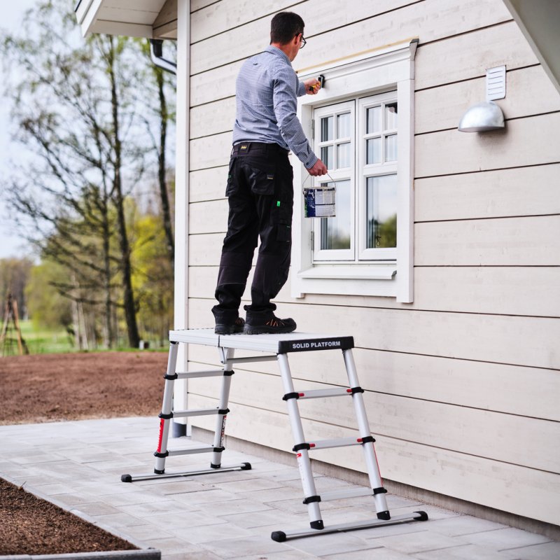 Scara telescopica cu platforma, Telesteps, 3 trepte 65mm, inaltime max. platforma 0.88m, inaltime max. de lucru 2.88m, tip Solid Line 