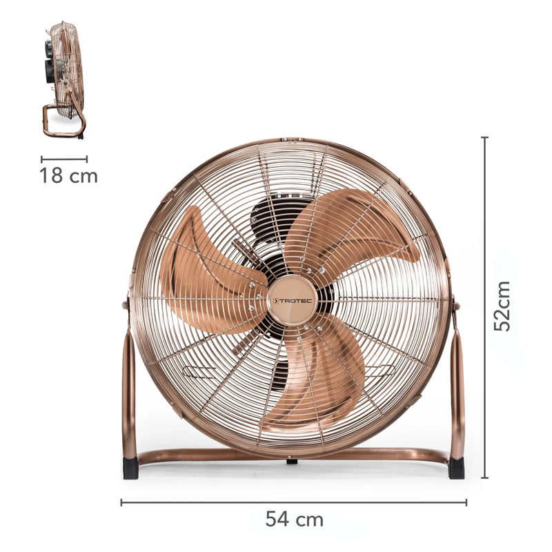 Ventilator de podea Trotec, tip TVM17 cupru, 100 W, 45 cm, 3 viteze