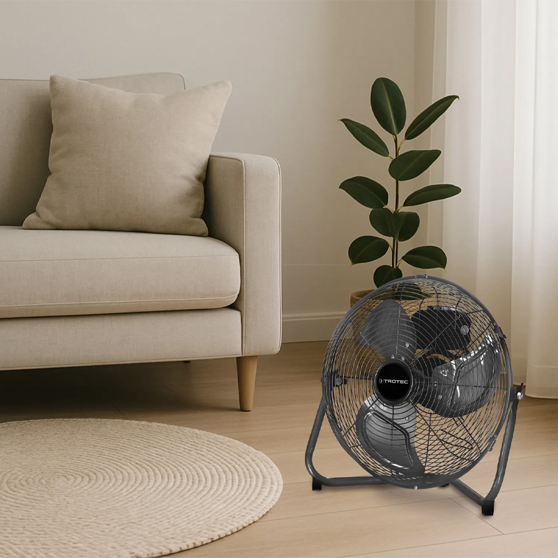 Ventilator de podea Trotec, tip TVM15 negru, 44 W, 35 cm, 3 viteze