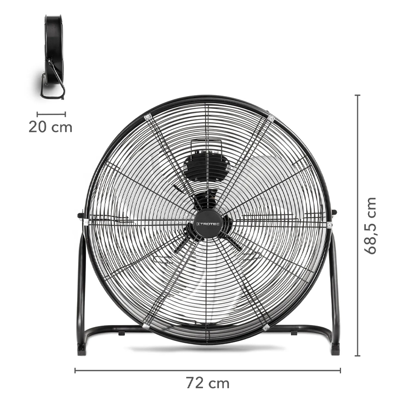 Ventilator de podea negru, Trotec, 9178m³/h, 124W, 3 trepte, tip TVM24D