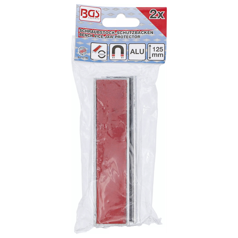 Bacuri protectie menghina 125mm, cu suprafata din plastic rosu, BGS