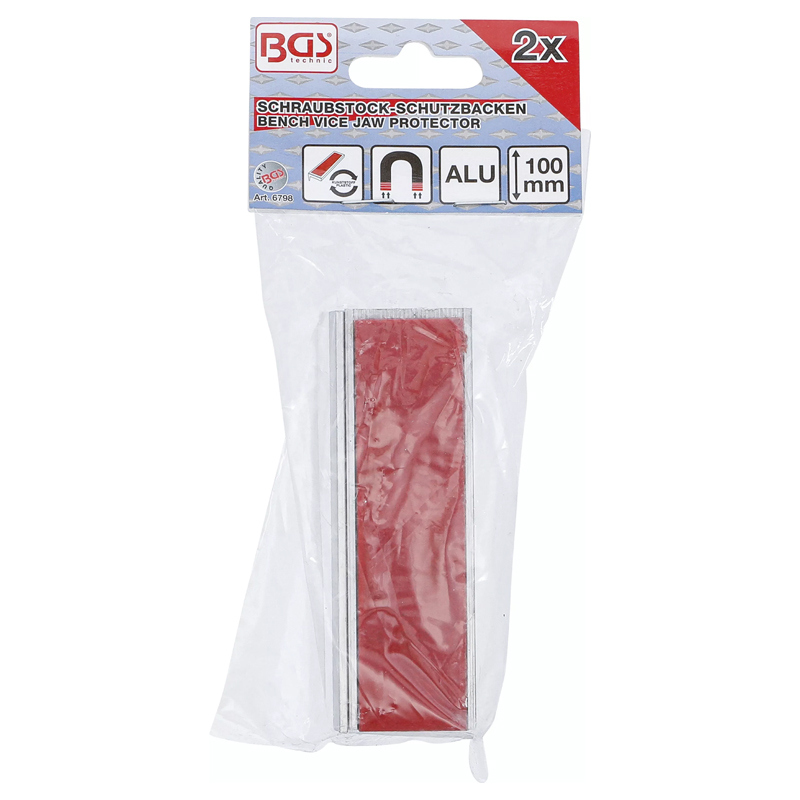 Bacuri protectie menghina 100mm, cu suprafata din plastic rosu, BGS