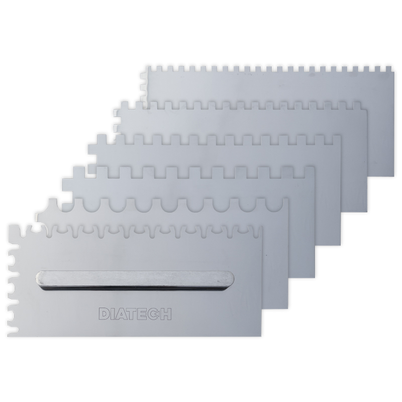 Set 6 gletiere crestate cu maner comutabil si cutie, Diatech