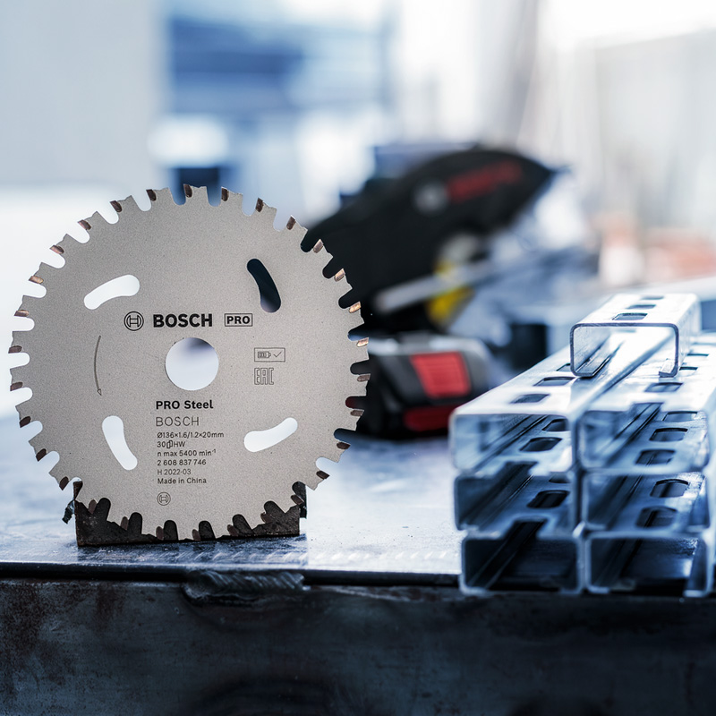 Disc placat pentru circular, 136 x 20 mm, 30 dinti, otel, Bosch PRO Steel cordless