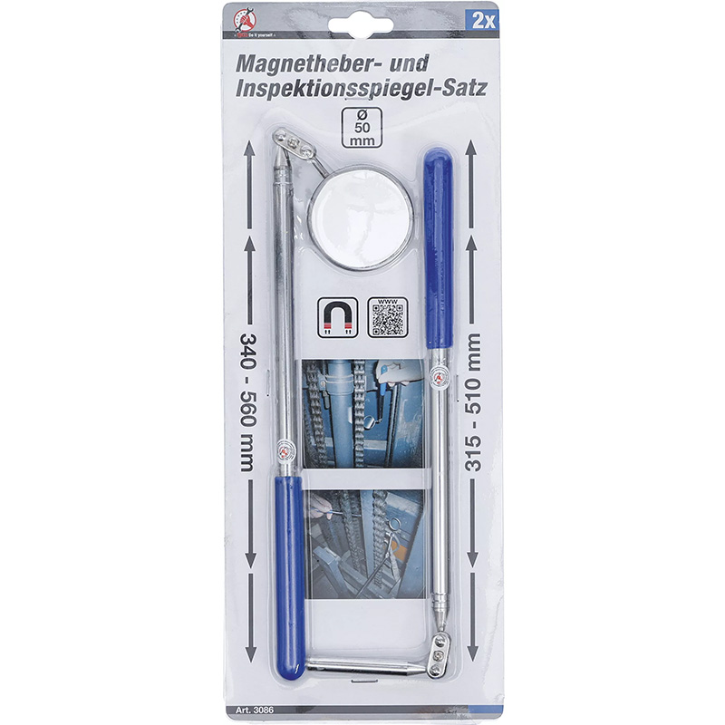 Set oglinda 50mm si dispozitiv magnetic de ridicat, BGS