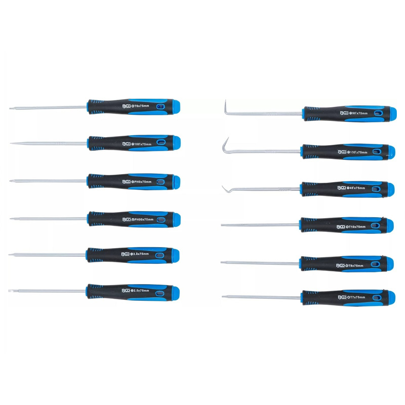 Set 12 piese, 8 surubelnite de precizie si 4 minicarlige cu forme diferite, tip BG-8833