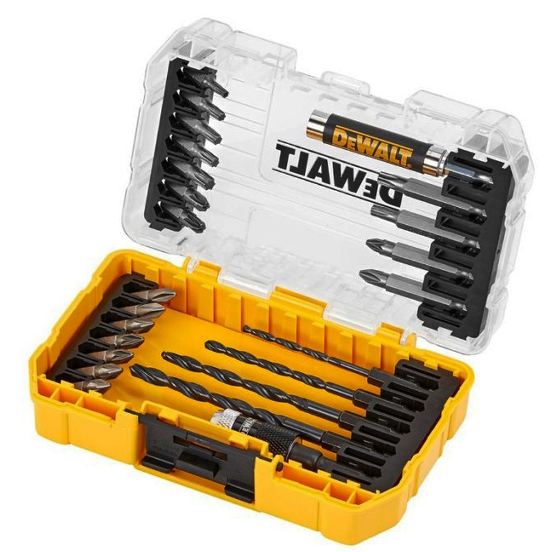 Set 25 accesorii pentru insurubare si gaurire, 18 biti Torx/PH/PZ, prelungitor magnetic, tip DT70708-QZ