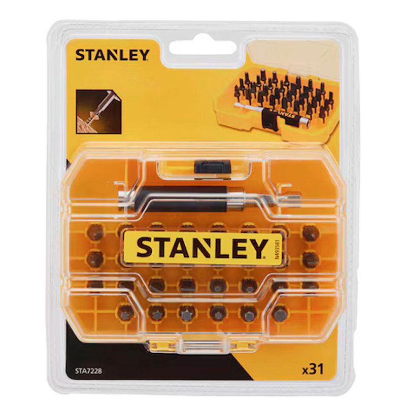 Set 31 biti PH1, PZ2, SL, TORX si Hex, 25 mm, cu adaptor magnetic, Stanley FATMAX® tip STA7228-XJ