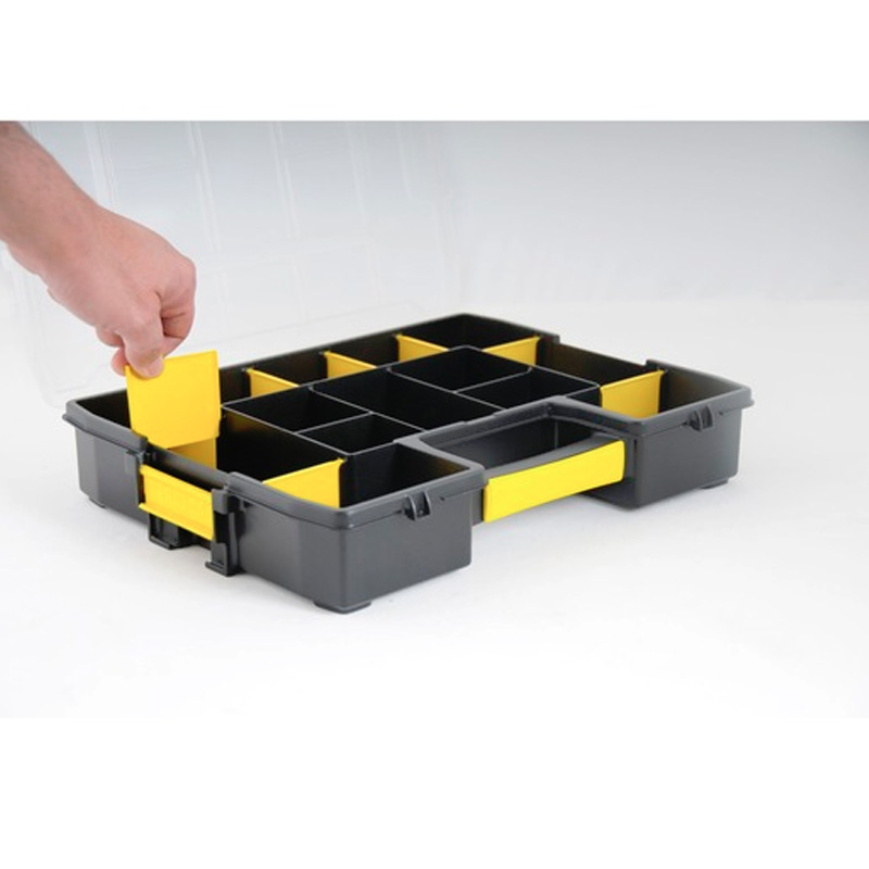 Organizator STANLEY® SORTMASTER® JUNIOR 14 compartimente, 370x290x67 mm cu incuietori metalice