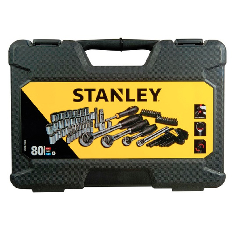 Set 80 chei tubulare si biti STANLEY® de 1/4, 3/8 si 1/2