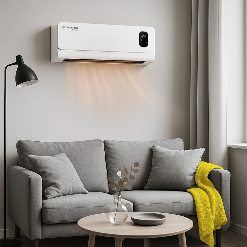 Incalzitor electric de perete, Trotec, monofazat cu ventilator si telecomanda/termostat digital, tip TFC-W27E