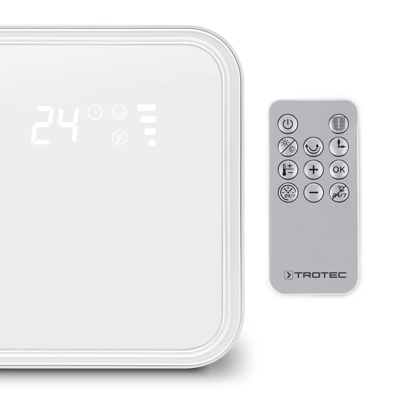 Incalzitor electric de perete, Trotec, monofazat cu ventilator si telecomanda/termostat digital, tip TFC-W28E