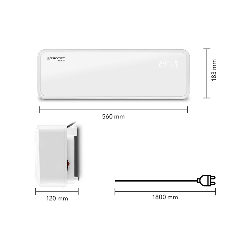 Incalzitor electric de perete, Trotec, monofazat cu ventilator si telecomanda/termostat digital, tip TFC-W28E