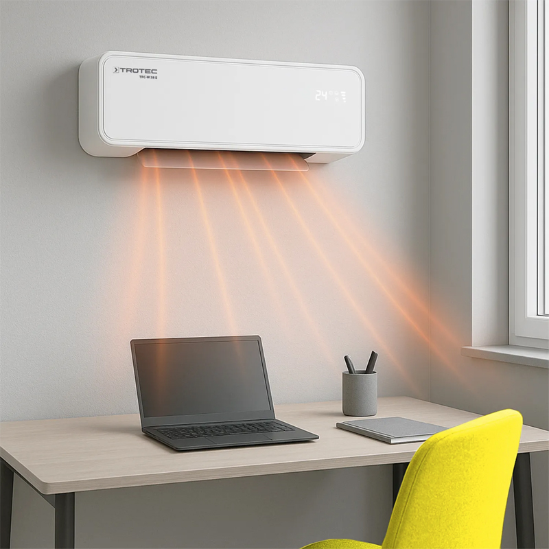 Incalzitor electric de perete, Trotec, monofazat cu ventilator si telecomanda/termostat digital, tip TFC-W28E