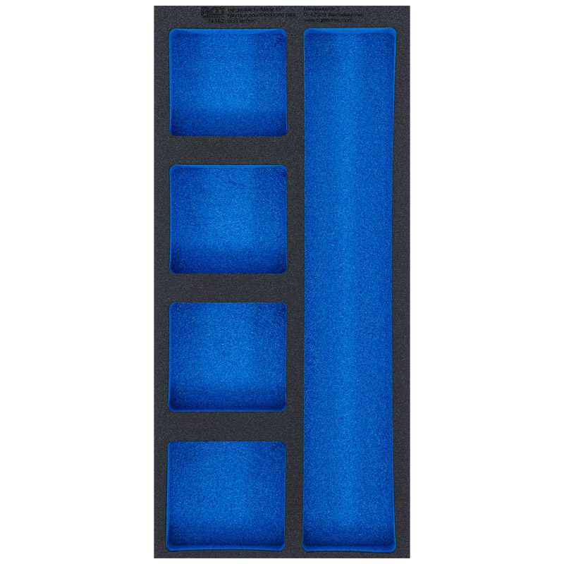 Suport organizator din spuma, 1/3 sertar, 5 compartimente, 408x189x32 mm, BGS