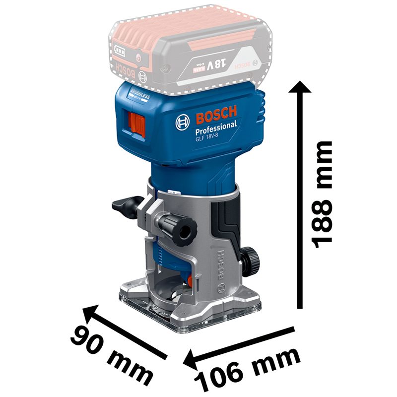 Masina de frezat verticala Bosch 18V, SOLO, tip GLF 18V-8