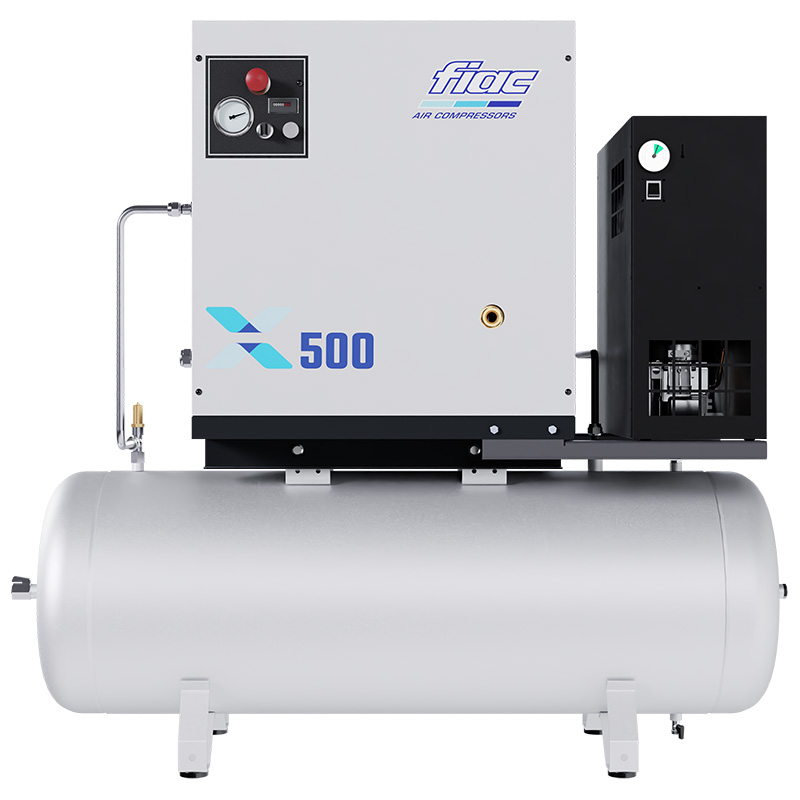 Compresor profesional cu șurub FIAC X500D/200 cu uscător și inverter - 10 bar, 498 l/min, rezervor (butelie) 200l
