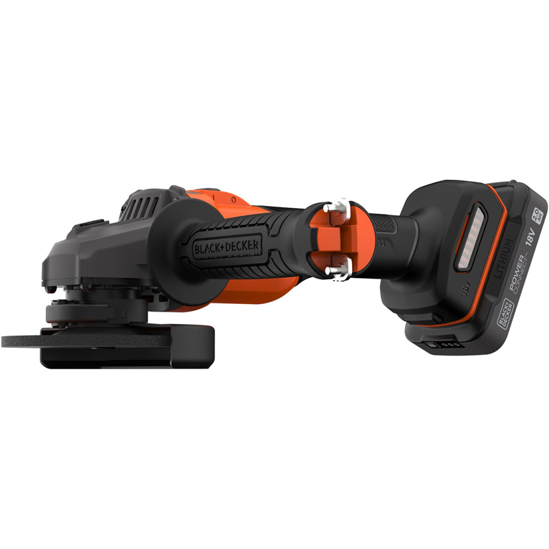 Polizor unghiular BLACK&DECKER, cu acumulatori 18V Li-Ion 2x 2.0Ah, 115mm, 7600rpm, tip BCG6L8D2S-QW