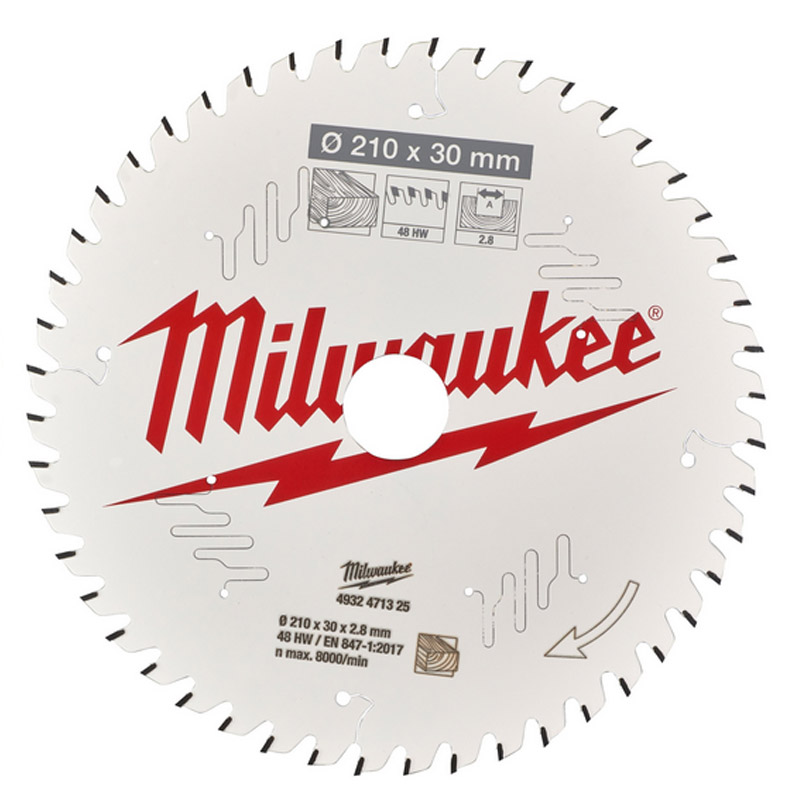 Panza circular de mana, pentru lemn, 210x30x2.8x48ATB, 10°, Milwaukee CSB P W