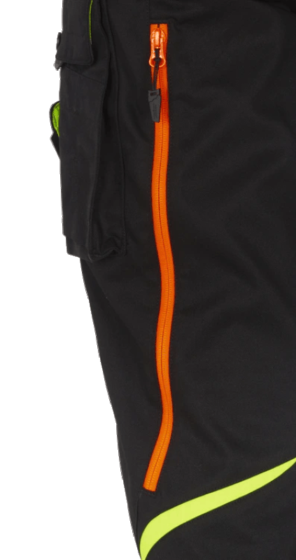 Pantaloni de lucru ergonomici Strauss, e.s.motion 2020, negru-galben/portocaliu fosforescent, marimea 46