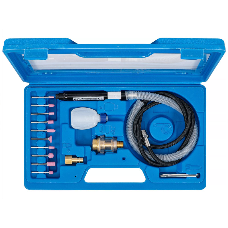 Set polizor drept (biax) BGS cu 17 accesorii, 54000 rot/min, 130 mm, prindere (penseta) 3 mm