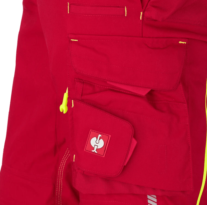 Pantaloni de lucru ergonomici Strauss, e.s.motion 2020, rosu/galben fosforescent, marimea 38