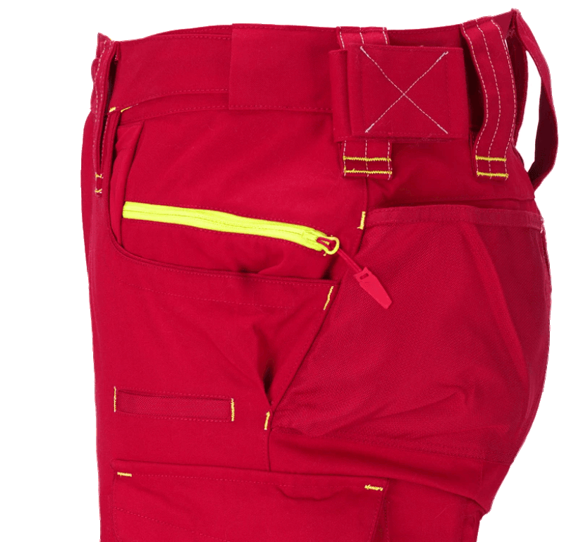 Pantaloni de lucru ergonomici Strauss, e.s.motion 2020, rosu/galben fosforescent, marimea 38