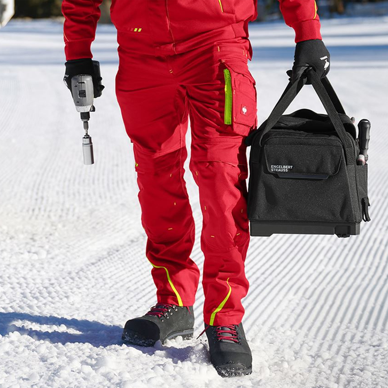 Pantaloni de lucru ergonomici Strauss, e.s.motion 2020, rosu/galben fosforescent, marimea 38