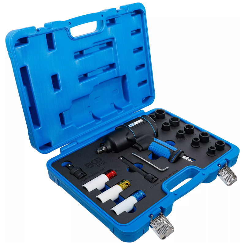 Set masina de insurubat cu impact pneumatica profesionala BGS, cu 16 accesorii, 1/2