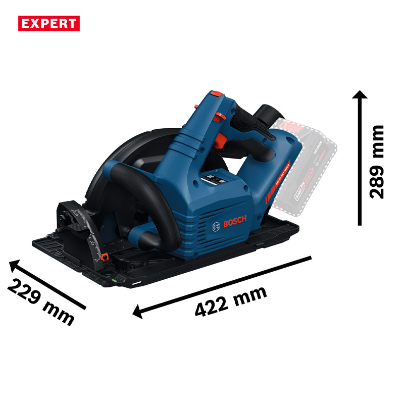 Fierastrau circular cu acumulatori 18V Profesional BOSCH L-BOXX BITURBO BRUSHLESS, disc 190 mm, tip EXKS 18V-68 GX EXPERT (SOLO)