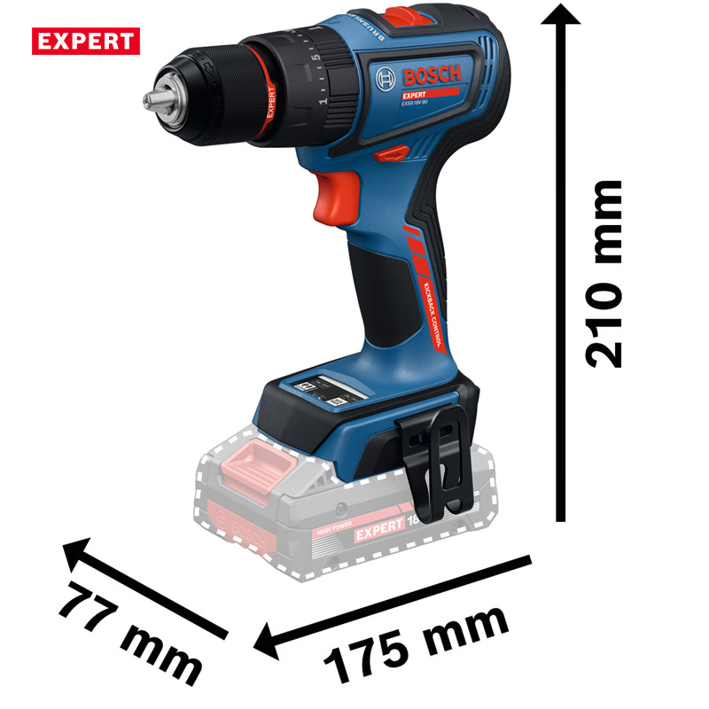Masina de gaurit si insurubat cu percutie cu acumulatori 18V BOSCH Profesional EXPERT L-BOXX, 65Nm, tip EXSB 18V-90 EXPERT (SOLO)