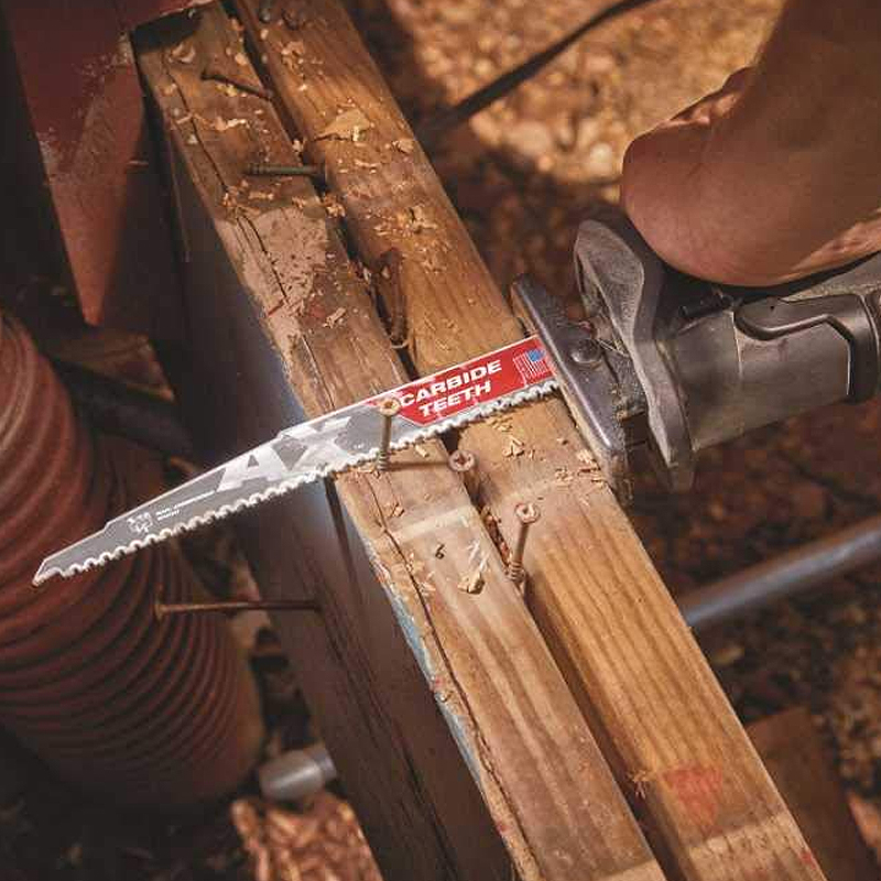 Panze pentru fierastrau sabie MILWAUKEE AX300 - 300mm, pentru lemn cu cuie, set 5 bucati