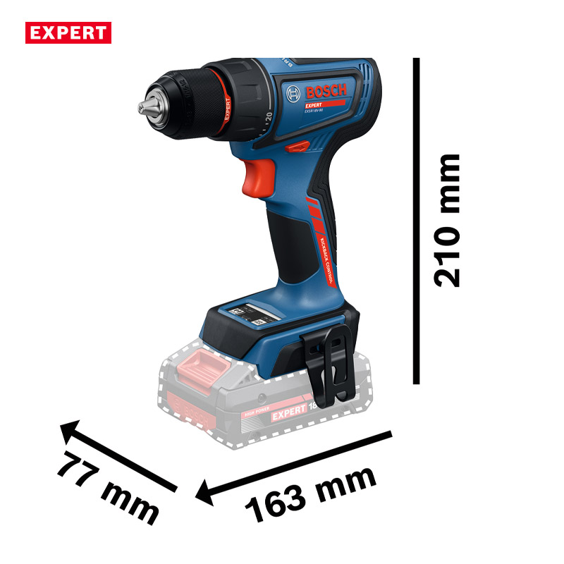 Masina de gaurit si insurubat cu acumulatori 18V 3x4.0Ah, BOSCH Profesional EXPERT L-BOXX, 65 Nm, tip EXSR 18V-90 EXPERT