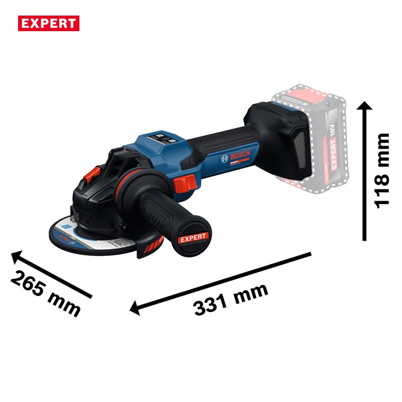 Polizor unghiular cu acumulatori 18V, 2x8.0Ah, BOSCH BITURBO Profesional EXPERT L-BOXX, 125 mm, tip EXWS 18V-15S EXPERT