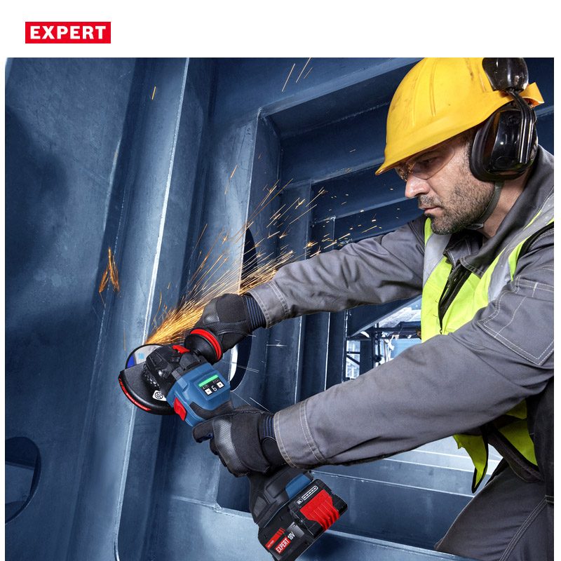 Polizor unghiular cu acumulatori 18V, 2x8.0Ah, BOSCH BITURBO Profesional EXPERT L-BOXX, 125 mm, tip EXWS 18V-15S EXPERT