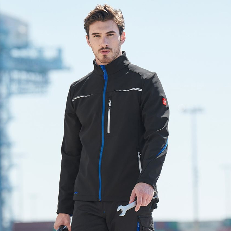 Geacă Softshell de lucru Strauss, e.s. motion 2020, negru-grafit/albastru, marimea L