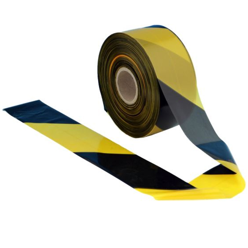 Banda delimitare avertizare negru-galben, neadeziva, 7cm x 200m