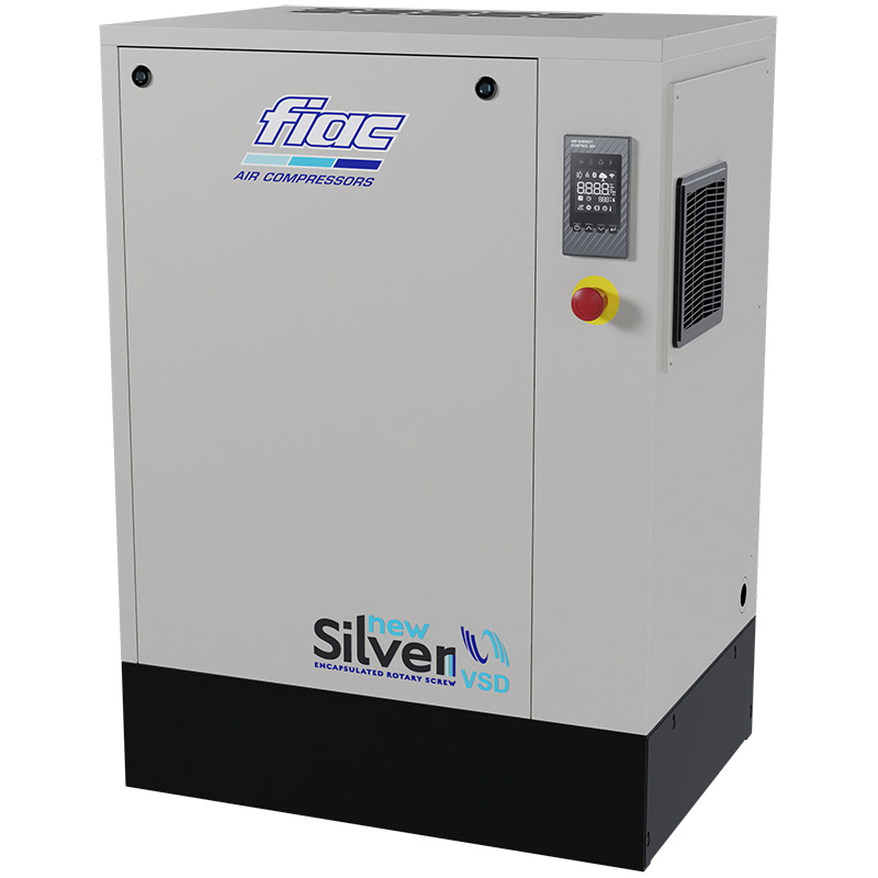 Compresor cu surub FIAC NEW SILVER VSD 7.5 cu invertor | 10 bar, 312-756 l/min, 7.5CP - compresor industrial