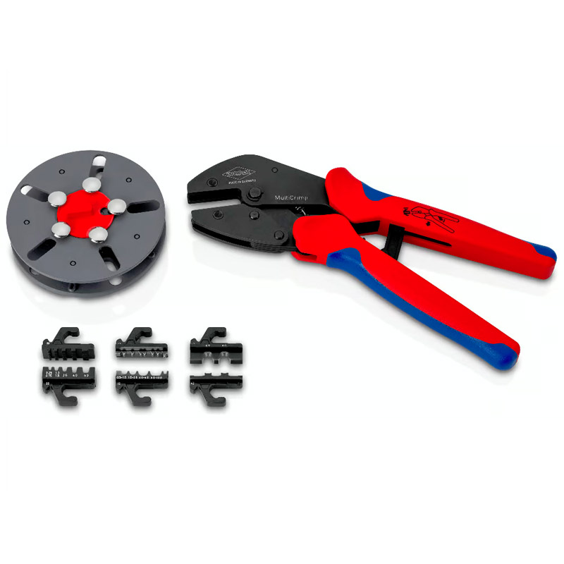 Cleste de sertizare KNIPEX MultiCrimp®, cu magazie pentru adaosuri de schimb, 0.25 — 6.0 mm², pentru PV, MC4/MC4 EVO2