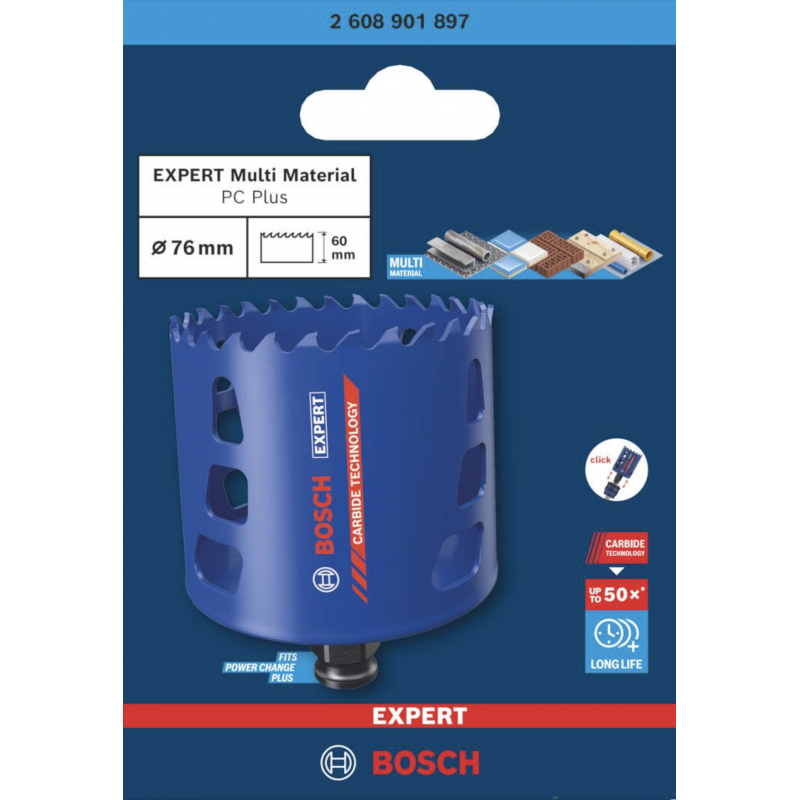 Carota profesionala BOSCH EXPERT Multi Material Power Change Plus, 76 x 60 mm