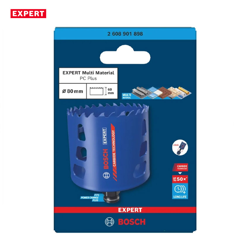 Carota profesionala BOSCH EXPERT Multi Material Power Change Plus, 80 x 60 mm