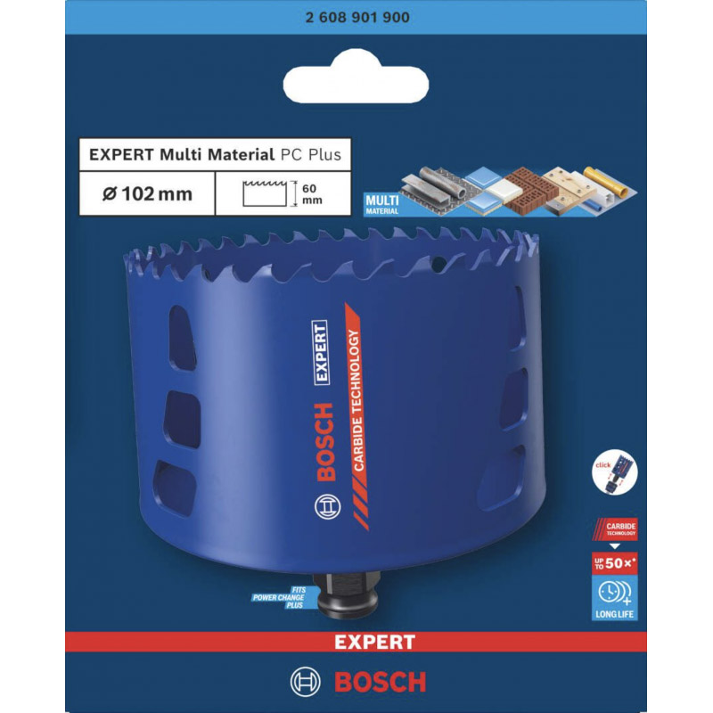 Carota profesionala BOSCH EXPERT Multi Material Power Change Plus, 102 x 60 mm