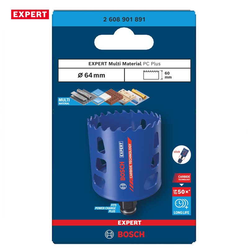 Carota profesionala BOSCH EXPERT Multi Material Power Change Plus, 64 x 60 mm